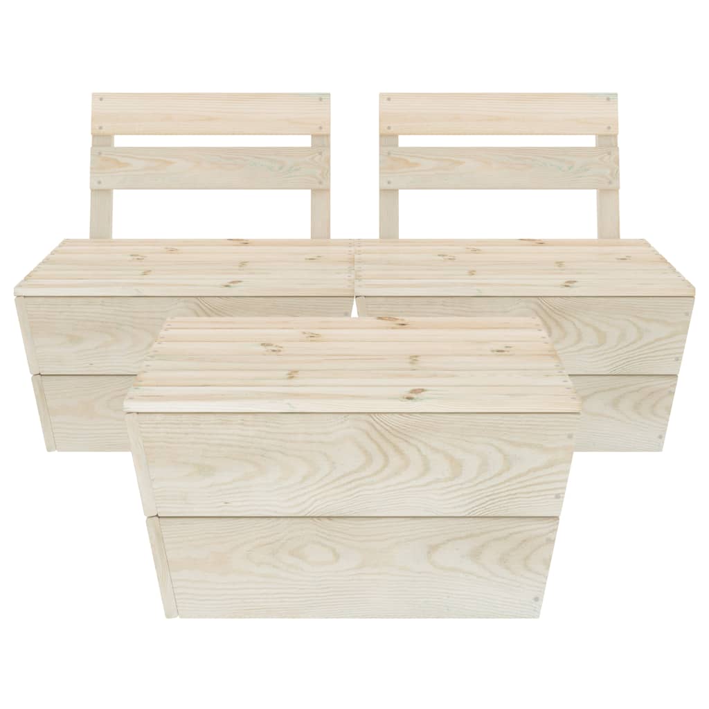 3-tlg. Garten-Paletten-Lounge-Set Imprägniertes Fichtenholz