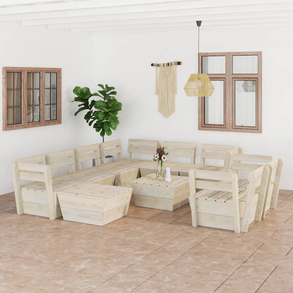 10-tlg. Garten-Paletten-Lounge-Set Imprägniertes Fichtenholz