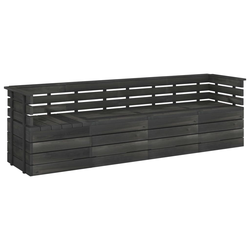Garten-Palettensofa 4-Sitzer Dunkelgrau Massivholz Kiefer