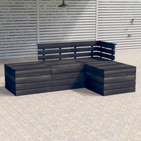 Thumbnail for 4-tlg. Garten-Sofagarnitur aus Paletten Kiefernholz Dunkelgrau