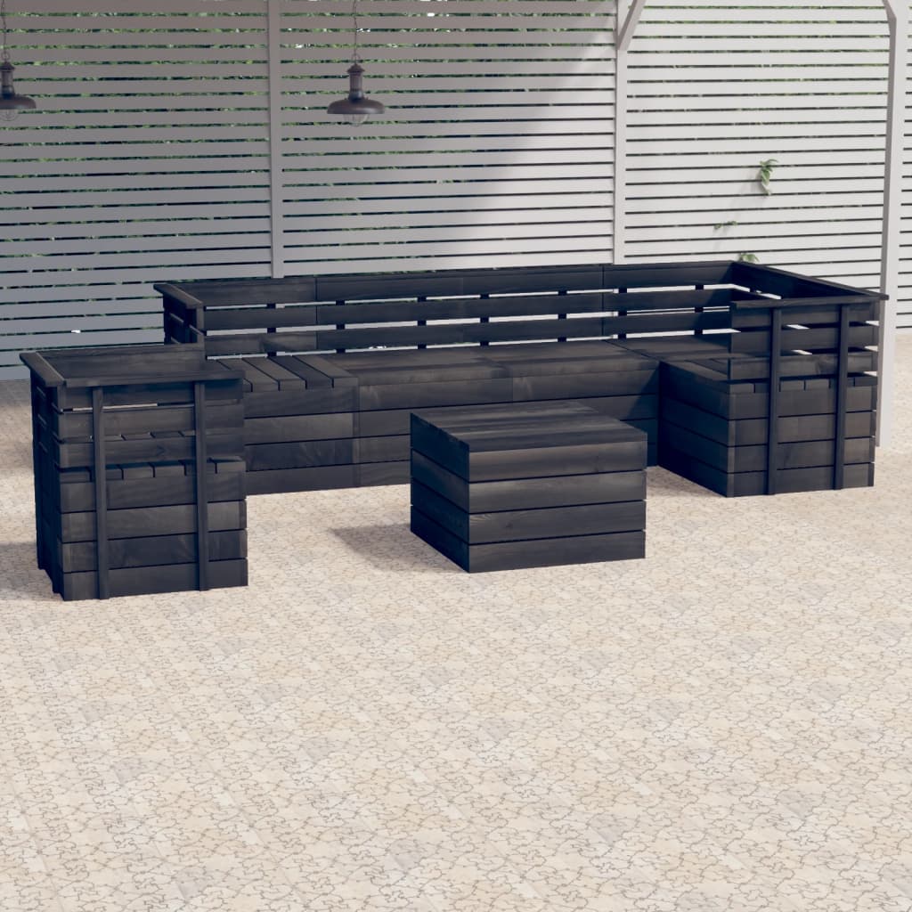 7-tlg. Garten-Sofagarnitur aus Paletten Kiefernholz Dunkelgrau
