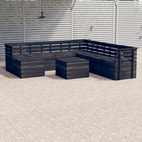 Thumbnail for 9-tlg. Garten-Sofagarnitur aus Paletten Kiefernholz Dunkelgrau