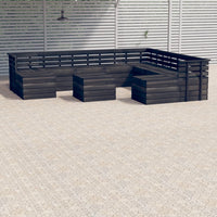 Thumbnail for 11-tlg. Garten-Sofagarnitur aus Paletten Kiefernholz Dunkelgrau
