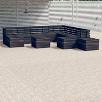 Thumbnail for 12-tlg. Garten-Sofagarnitur aus Paletten Kiefernholz Dunkelgrau