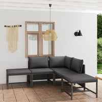 Thumbnail for 6-tlg. Garten-Lounge-Set mit Kissen Poly Rattan Grau