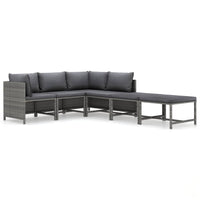 Thumbnail for 6-tlg. Garten-Lounge-Set mit Kissen Poly Rattan Grau
