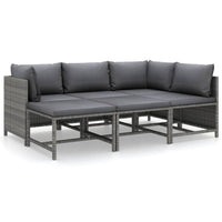 Thumbnail for 6-tlg. Garten-Lounge-Set mit Kissen Poly Rattan Grau