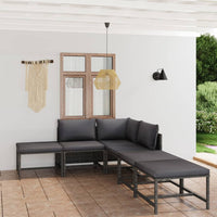 Thumbnail for 6-tlg. Garten-Lounge-Set mit Kissen Poly Rattan Grau