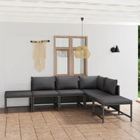 Thumbnail for 6-tlg. Garten-Lounge-Set mit Kissen Poly Rattan Grau
