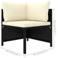 Thumbnail for 3-tlg. Garten-Lounge-Set mit Kissen Poly Rattan Schwarz