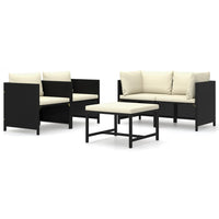 Thumbnail for 5-tlg. Garten-Lounge-Set mit Kissen Poly Rattan Schwarz