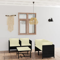 Thumbnail for 5-tlg. Garten-Lounge-Set mit Kissen Poly Rattan Schwarz