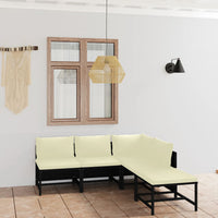 Thumbnail for 5-tlg. Garten-Lounge-Set mit Kissen Poly Rattan Schwarz