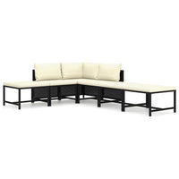 Thumbnail for 6-tlg. Garten-Lounge-Set mit Kissen Poly Rattan Schwarz