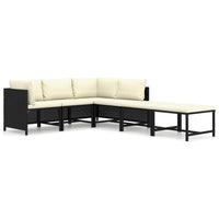Thumbnail for 6-tlg. Garten-Lounge-Set mit Kissen Poly Rattan Schwarz