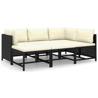 Thumbnail for 6-tlg. Garten-Lounge-Set mit Kissen Poly Rattan Schwarz