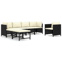 Thumbnail for 7-tlg. Garten-Lounge-Set mit Kissen Poly Rattan Schwarz