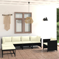 Thumbnail for 7-tlg. Garten-Lounge-Set mit Kissen Poly Rattan Schwarz