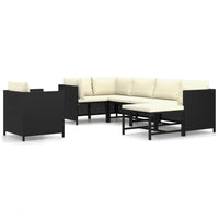Thumbnail for 7-tlg. Garten-Lounge-Set mit Kissen Poly Rattan Schwarz