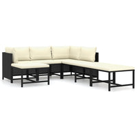 Thumbnail for 7-tlg. Garten-Lounge-Set mit Kissen Poly Rattan Schwarz