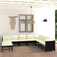 Thumbnail for 9-tlg. Garten-Lounge-Set mit Kissen Poly Rattan Schwarz
