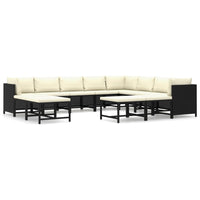 Thumbnail for 12-tlg. Garten-Lounge-Set mit Kissen Poly Rattan Schwarz