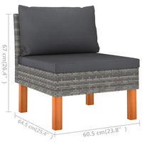 Thumbnail for 3-Sitzer-Gartensofa mit Kissen Grau Poly Rattan