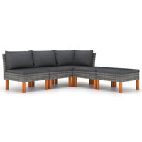 Thumbnail for 5-tlg. Garten-Lounge-Set mit Kissen Poly Rattan Grau