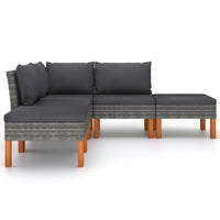 Thumbnail for 5-tlg. Garten-Lounge-Set mit Kissen Poly Rattan Grau