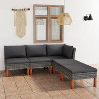 Thumbnail for 5-tlg. Garten-Lounge-Set mit Kissen Poly Rattan Grau