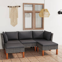 Thumbnail for 5-tlg. Garten-Lounge-Set mit Kissen Poly Rattan Grau