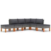 Thumbnail for 6-tlg. Garten-Lounge-Set mit Kissen Poly Rattan Grau