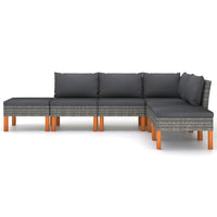 Thumbnail for 6-tlg. Garten-Lounge-Set mit Kissen Poly Rattan Grau
