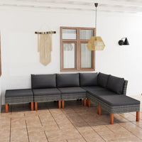 Thumbnail for 6-tlg. Garten-Lounge-Set mit Kissen Poly Rattan Grau