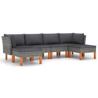 Thumbnail for 6-tlg. Garten-Lounge-Set mit Kissen Poly Rattan Grau