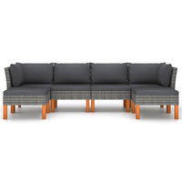 Thumbnail for 6-tlg. Garten-Lounge-Set mit Kissen Poly Rattan Grau