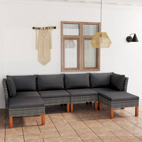 Thumbnail for 6-tlg. Garten-Lounge-Set mit Kissen Poly Rattan Grau