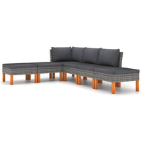 Thumbnail for 6-tlg. Garten-Lounge-Set mit Kissen Poly Rattan Grau
