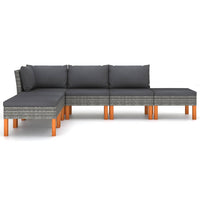 Thumbnail for 6-tlg. Garten-Lounge-Set mit Kissen Poly Rattan Grau