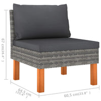 Thumbnail for 6-tlg. Garten-Lounge-Set mit Kissen Poly Rattan Grau