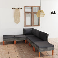 Thumbnail for 6-tlg. Garten-Lounge-Set mit Kissen Poly Rattan Grau