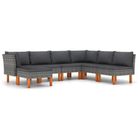 Thumbnail for 7-tlg. Garten-Lounge-Set mit Kissen Poly Rattan Grau