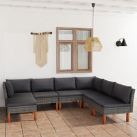 Thumbnail for 7-tlg. Garten-Lounge-Set mit Kissen Poly Rattan Grau