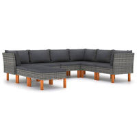 Thumbnail for 8-tlg. Garten-Lounge-Set mit Kissen Poly Rattan Grau