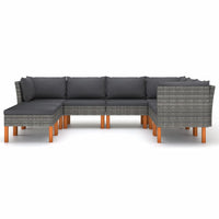 Thumbnail for 8-tlg. Garten-Lounge-Set mit Kissen Poly Rattan Grau