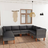Thumbnail for 8-tlg. Garten-Lounge-Set mit Kissen Poly Rattan Grau