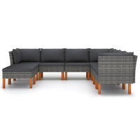 Thumbnail for 9-tlg. Garten-Lounge-Set mit Kissen Poly Rattan Grau