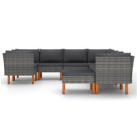 Thumbnail for 9-tlg. Garten-Lounge-Set mit Kissen Poly Rattan Grau