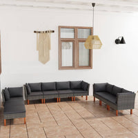 Thumbnail for 10-tlg. Garten-Lounge-Set mit Kissen Poly Rattan Grau