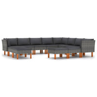 Thumbnail for 12-tlg. Garten-Lounge-Set mit Kissen Poly Rattan Grau